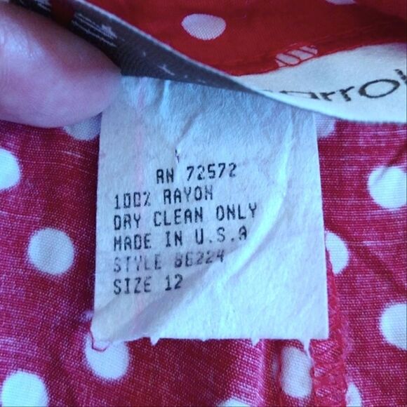 VTG 80s USA M.J. Carroll Red White Polkadot Front Wrap Skort Skirt Size 12 - Picture 13 of 16